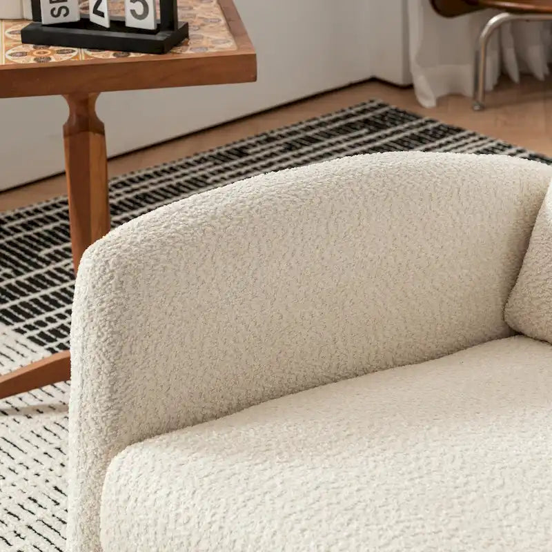 Beige Modern 35.8 Inch High Back Rocking Chair with Footrest and Wood Legs