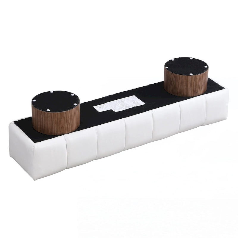 Upholstered Dining Bench, Beige PU