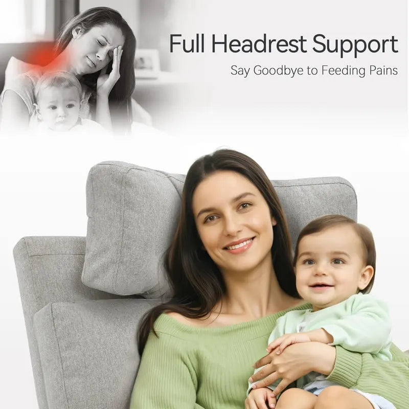 Power Swivel Glider Recliner Nursery Chair with Fabric Upholstery