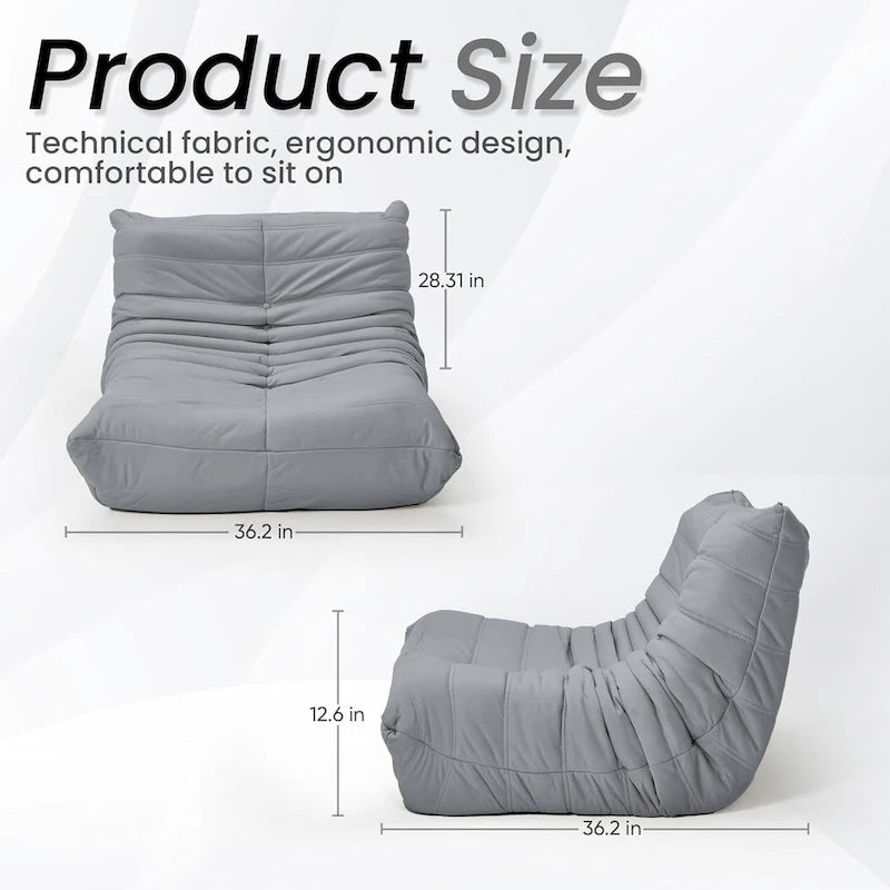 Bean Bag Chair Togo Sofa with 28 Inch Memory Foam, Lightweight Faux Leather Lounger
