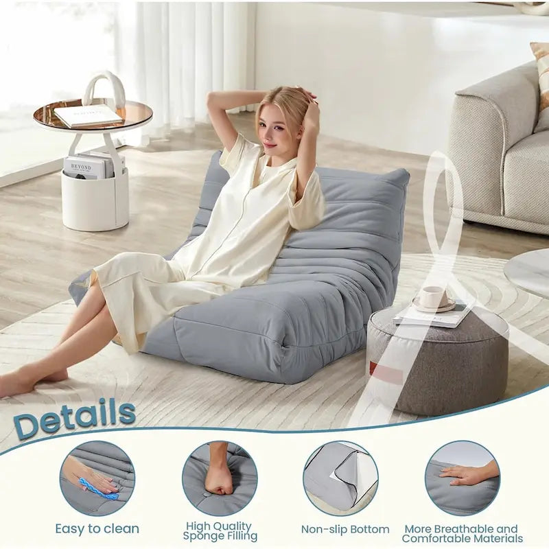 Bean Bag Chair Togo Sofa with 28 Inch Memory Foam, Lightweight Faux Leather Lounger