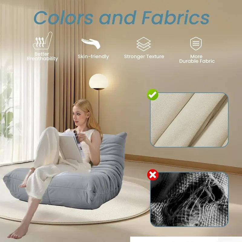 Bean Bag Chair Togo Sofa with 28 Inch Memory Foam, Lightweight Faux Leather Lounger
