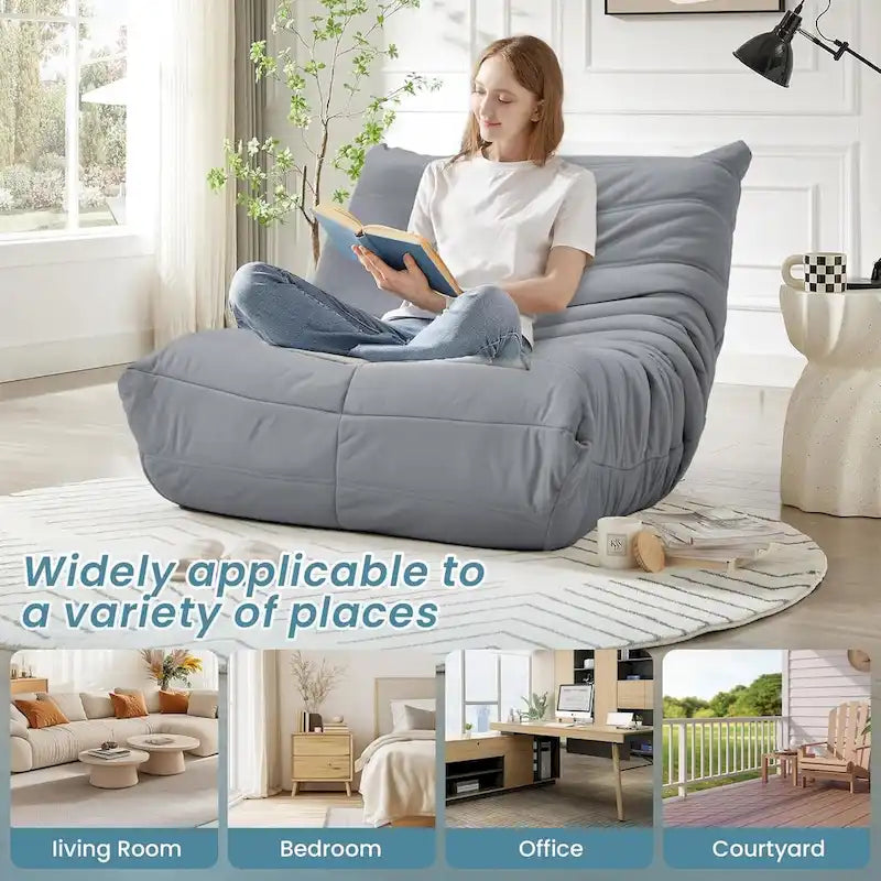 Bean Bag Chair Togo Sofa with 28 Inch Memory Foam, Lightweight Faux Leather Lounger