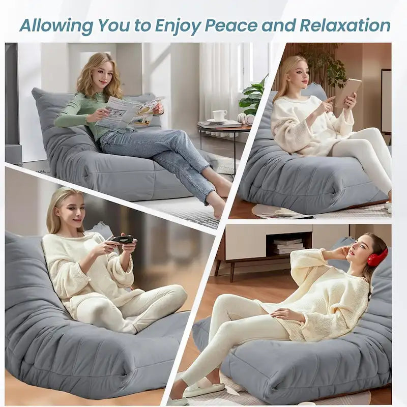 Bean Bag Chair Togo Sofa with 28 Inch Memory Foam, Lightweight Faux Leather Lounger