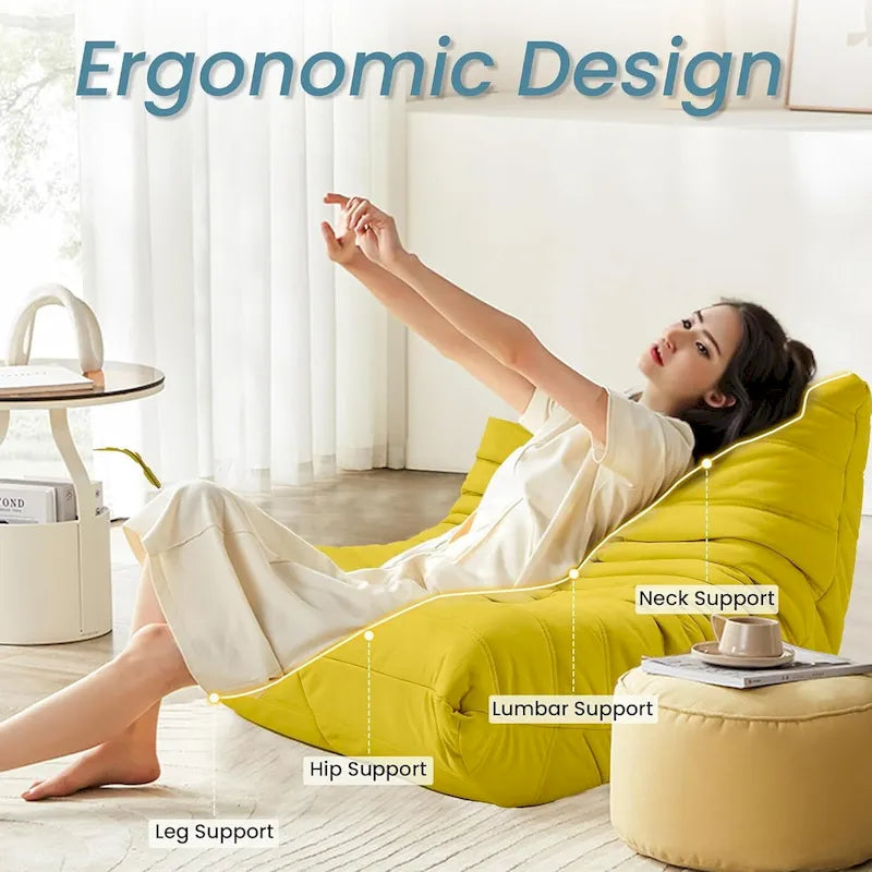 Bean Bag Chair Togo Sofa with 28 Inch Memory Foam, Lightweight Faux Leather Lounger