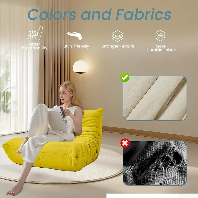Bean Bag Chair Togo Sofa with 28 Inch Memory Foam, Lightweight Faux Leather Lounger