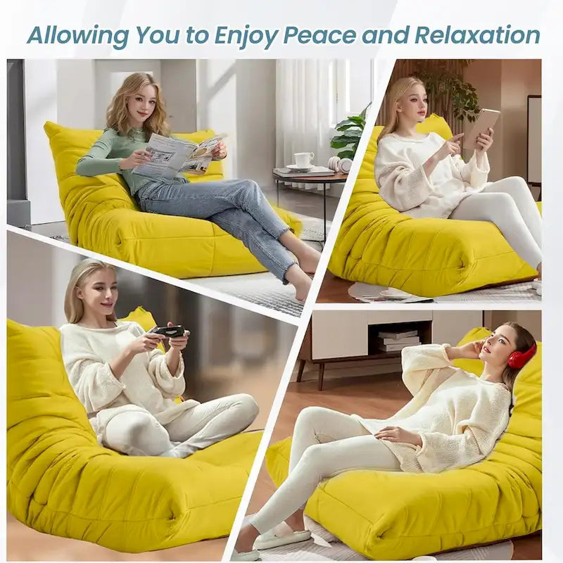 Bean Bag Chair Togo Sofa with 28 Inch Memory Foam, Lightweight Faux Leather Lounger