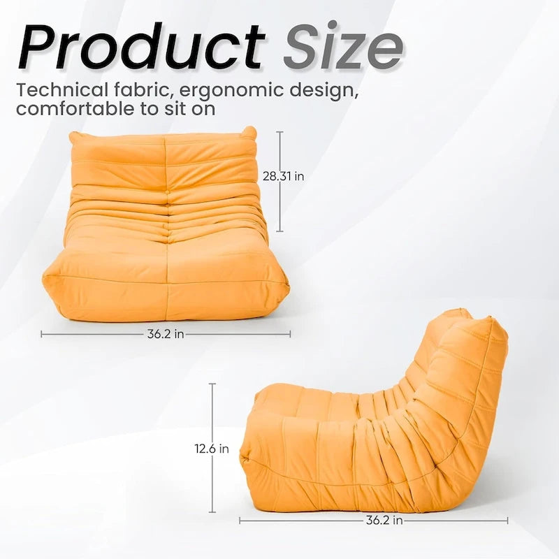Bean Bag Chair Togo Sofa with 28 Inch Memory Foam, Lightweight Faux Leather Lounger