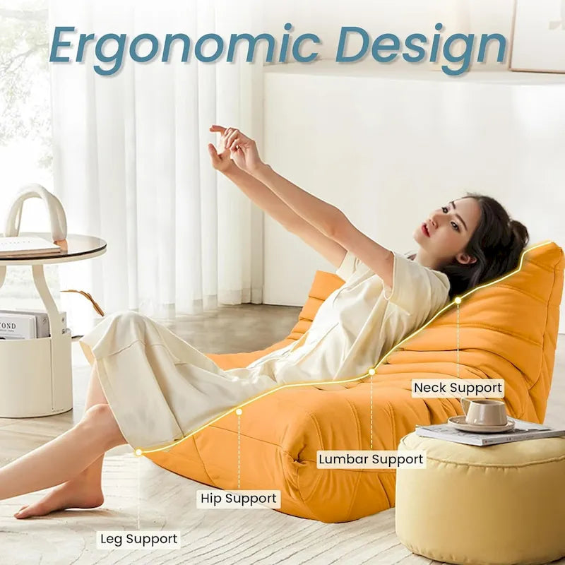 Bean Bag Chair Togo Sofa with 28 Inch Memory Foam, Lightweight Faux Leather Lounger