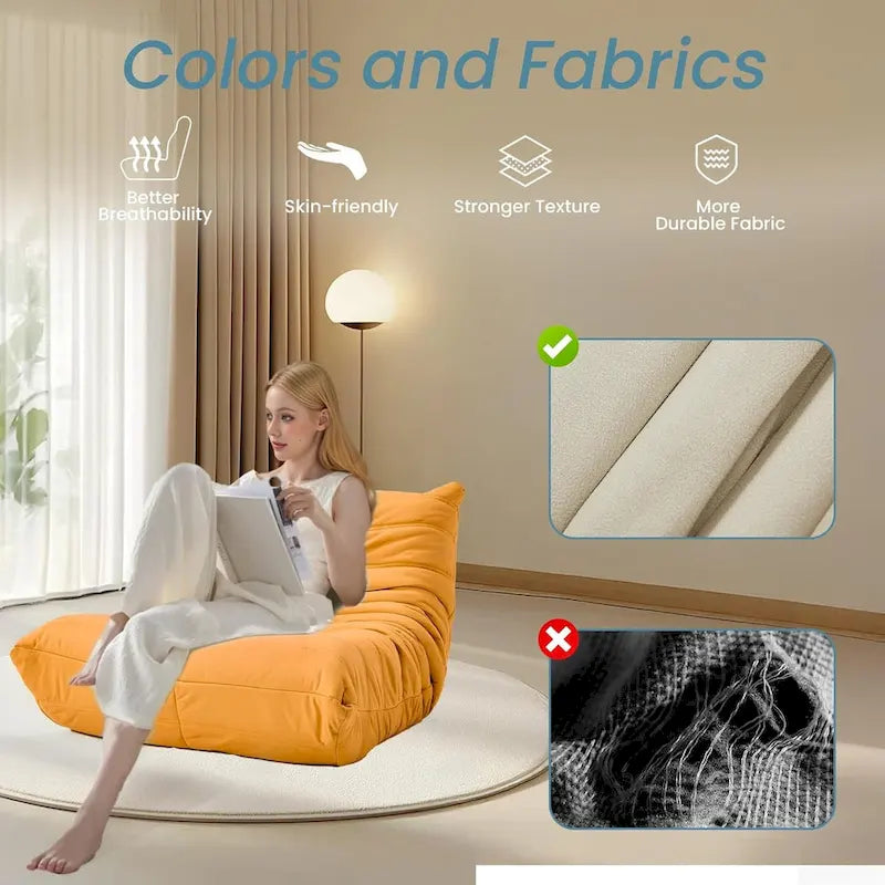 Bean Bag Chair Togo Sofa with 28 Inch Memory Foam, Lightweight Faux Leather Lounger