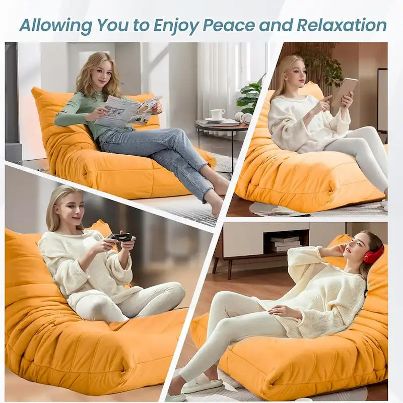 Bean Bag Chair Togo Sofa with 28 Inch Memory Foam, Lightweight Faux Leather Lounger