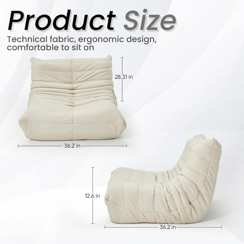 Bean Bag Chair Togo Sofa with 28 Inch Memory Foam, Lightweight Faux Leather Lounger