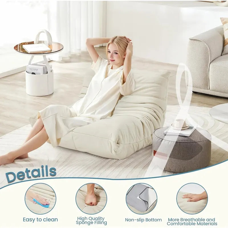 Bean Bag Chair Togo Sofa with 28 Inch Memory Foam, Lightweight Faux Leather Lounger