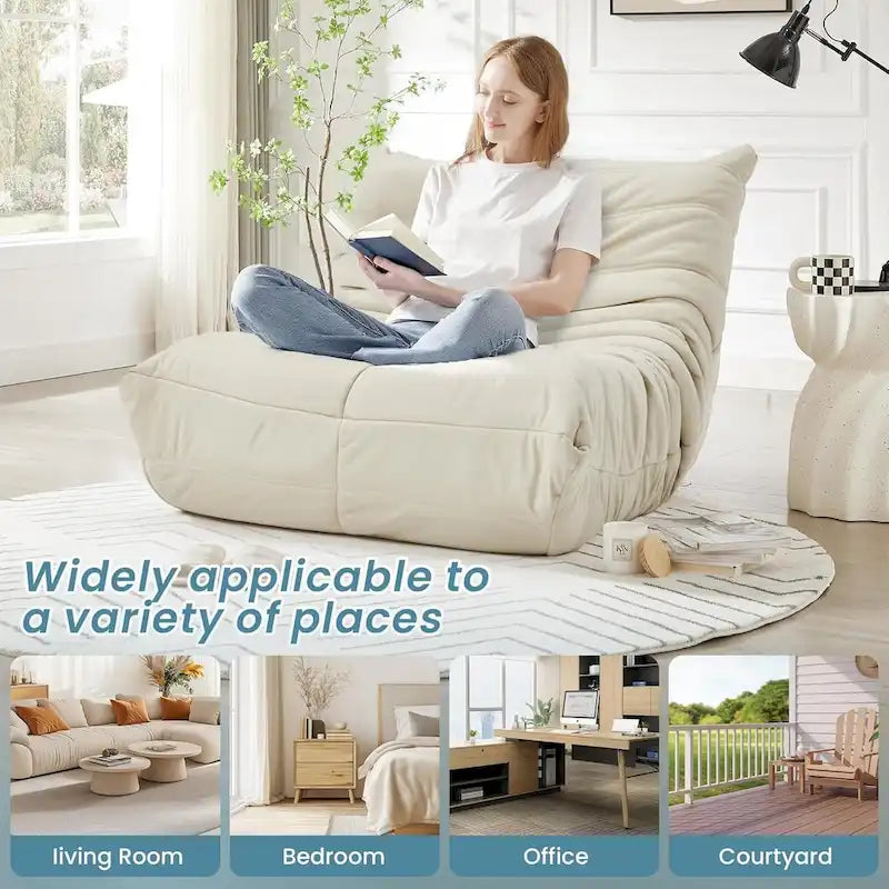 Bean Bag Chair Togo Sofa with 28 Inch Memory Foam, Lightweight Faux Leather Lounger