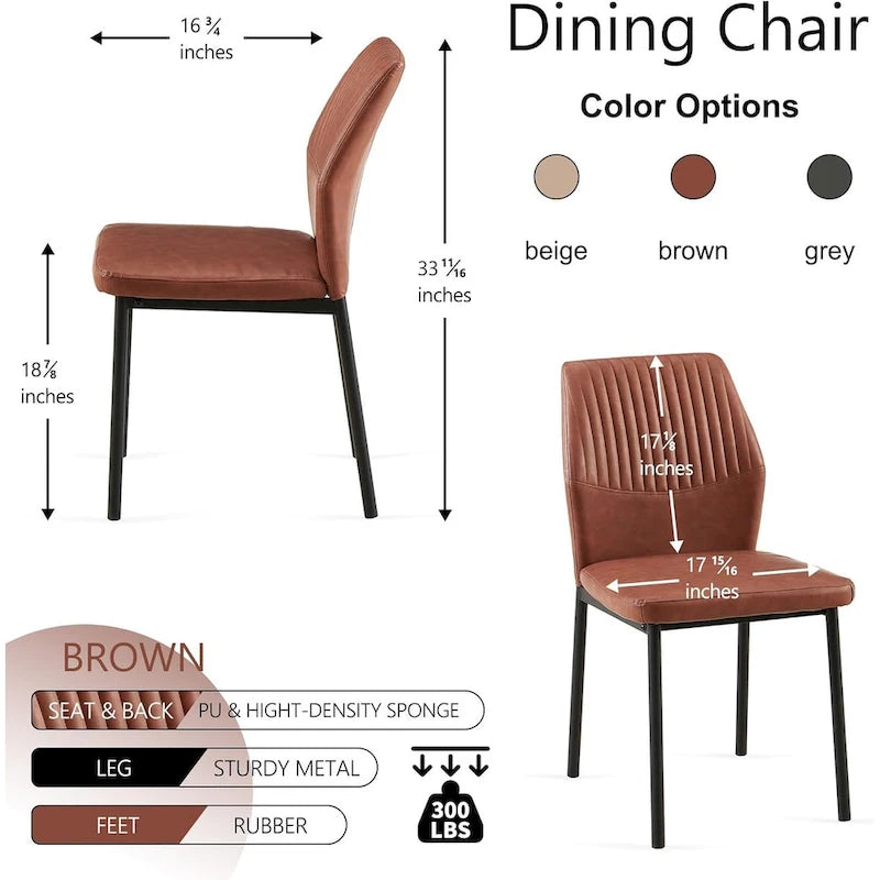 Upholstered Dining Chair with Faux Leather and Metal Legs