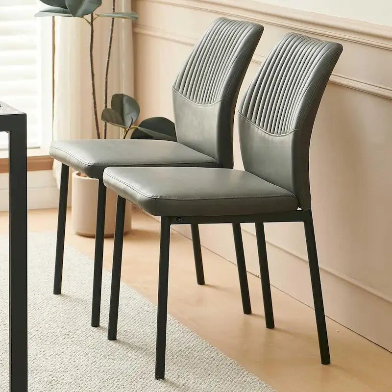 Upholstered Dining Chair with Faux Leather and Metal Legs