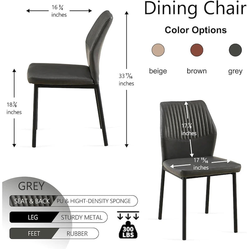 Upholstered Dining Chair with Faux Leather and Metal Legs