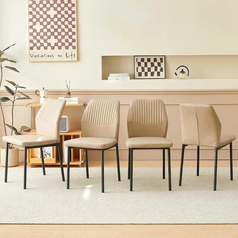 Upholstered Dining Chair with Faux Leather and Metal Legs