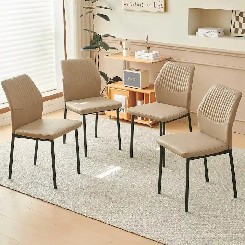 Upholstered Dining Chair with Faux Leather and Metal Legs