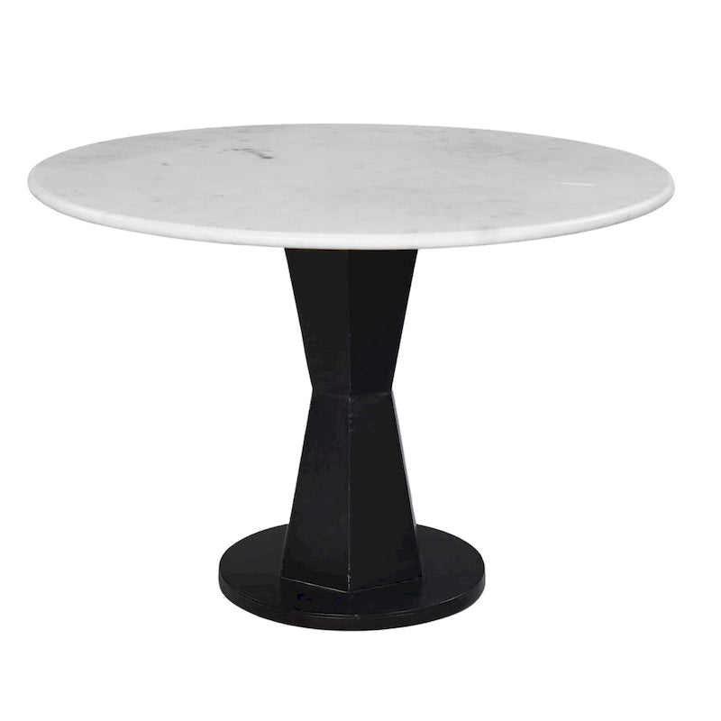 White Marble Top Coffee Table on Modern Iron Stand, Round, 27 Inch