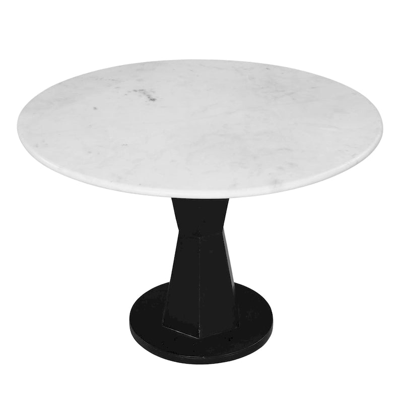 White Marble Top Coffee Table on Modern Iron Stand, Round, 27 Inch