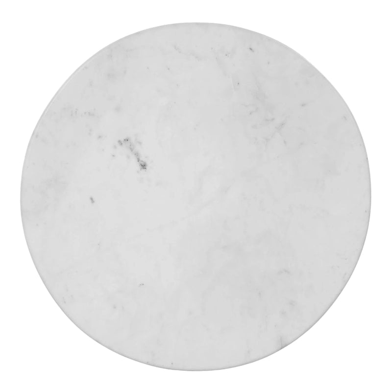 White Marble Top Coffee Table on Modern Iron Stand, Round, 27 Inch