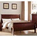 Cherry Twin Size Transitional Solid Wood Bed with Veneers and Brass Hardware