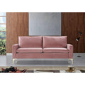 Velvet Upholstered Sofa with High-Density Foam and Gold Stainless Steel Legs