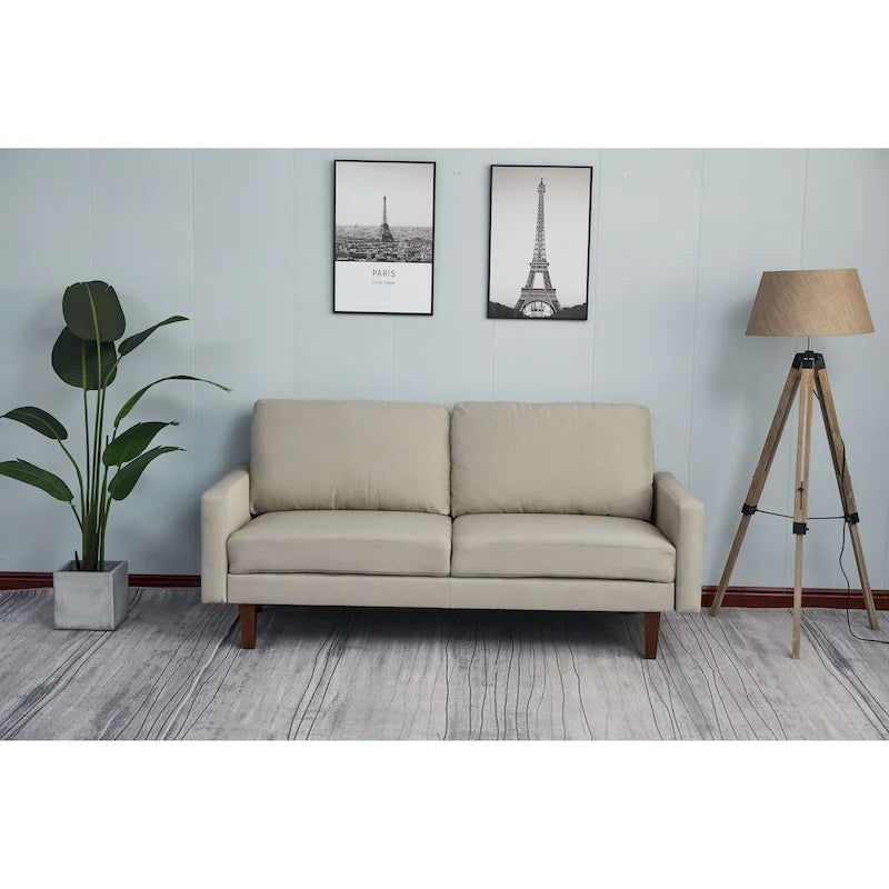70 Inch Linen Square Arm Sofa