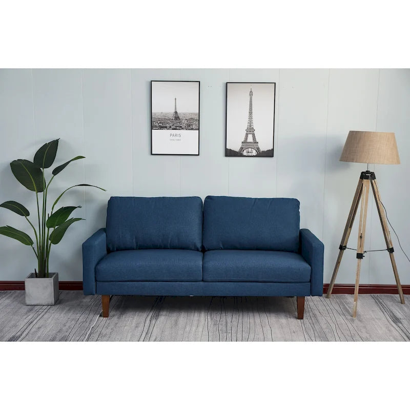 70 Inch Linen Square Arm Sofa