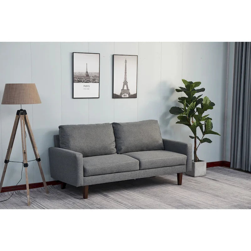 70 Inch Linen Square Arm Sofa