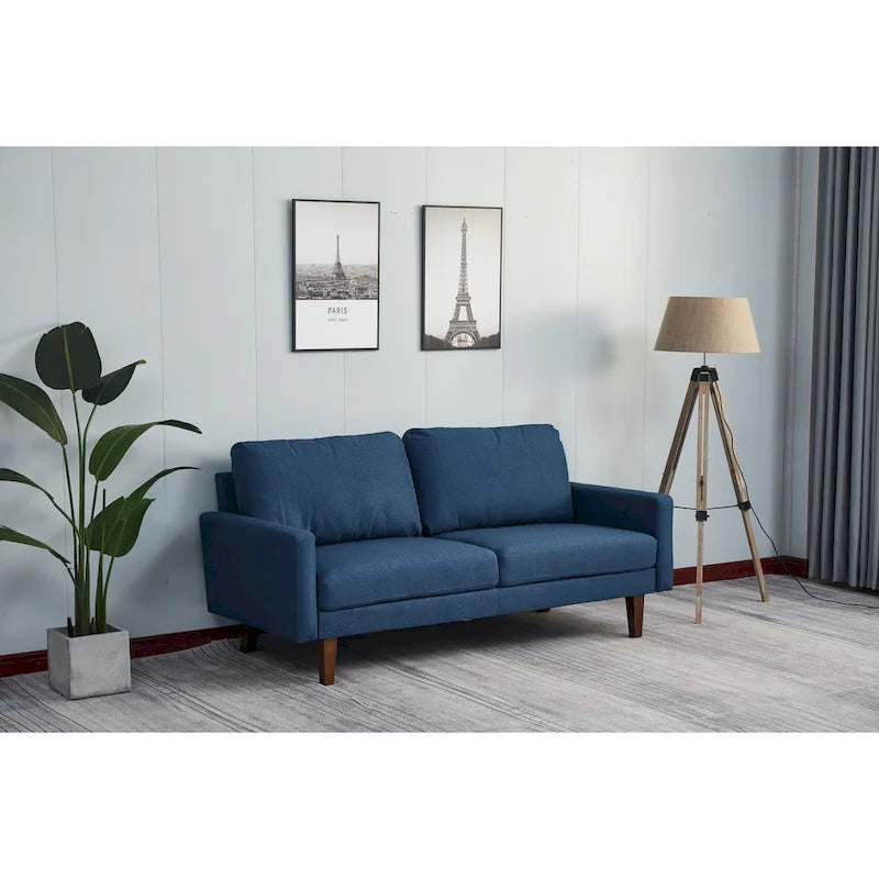 70 Inch Linen Square Arm Sofa