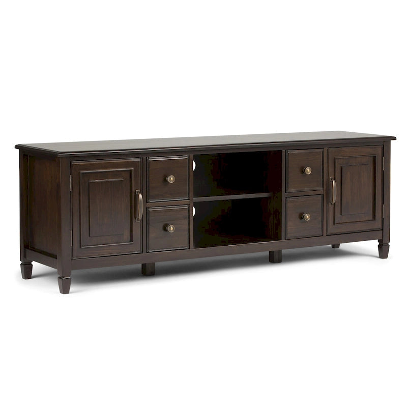 Solid Wood 72 Inch Wide Traditional TV Media Stand for TVs up to 80 Inches - 72 W x 18 D x 24 H Inches