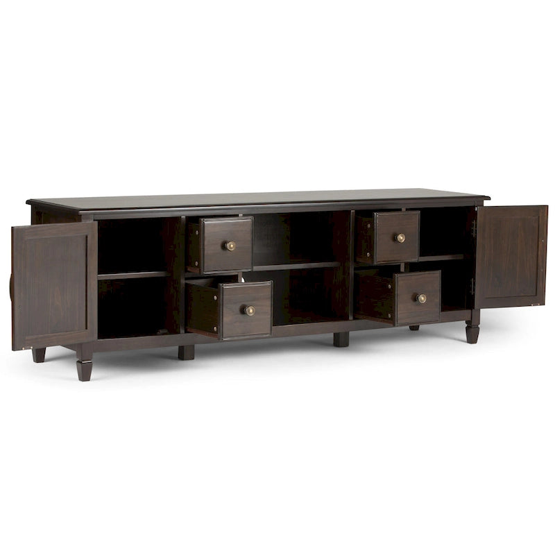 Solid Wood 72 Inch Wide Traditional TV Media Stand for TVs up to 80 Inches - 72 W x 18 D x 24 H Inches