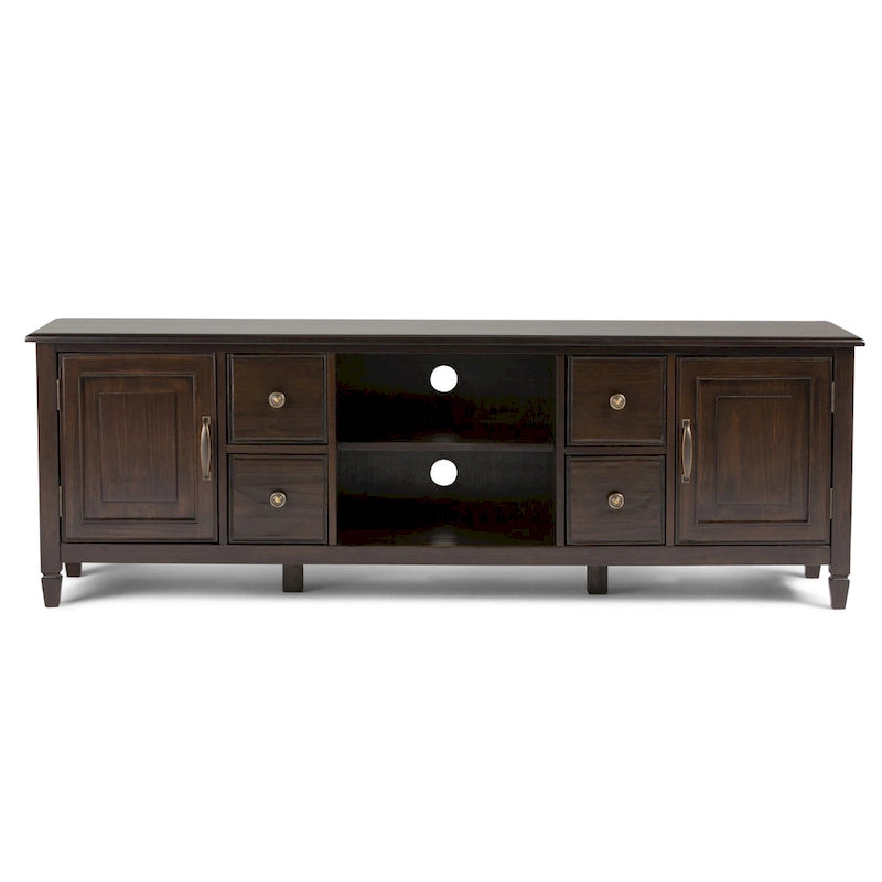 Solid Wood 72 Inch Wide Traditional TV Media Stand for TVs up to 80 Inches - 72 W x 18 D x 24 H Inches