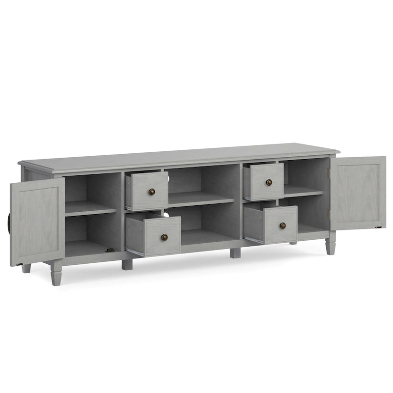 Solid Wood 72 Inch Wide Traditional TV Media Stand for TVs up to 80 Inches - 72 W x 18 D x 24 H Inches