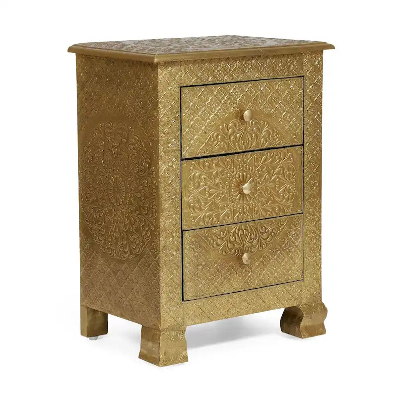 Handcrafted Boho 3 Drawer Nightstand
