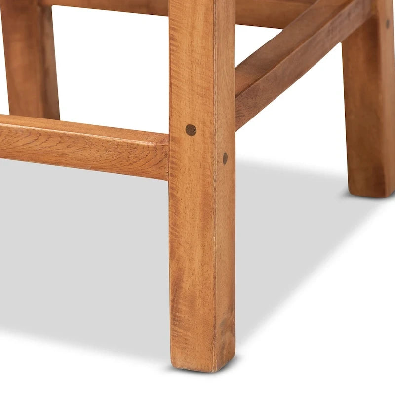 Modern Bohemian Natural Brown Rattan and Wood Counter Stool