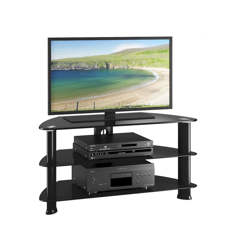 Black Glass TV Stand for TVs up to 48 Inches