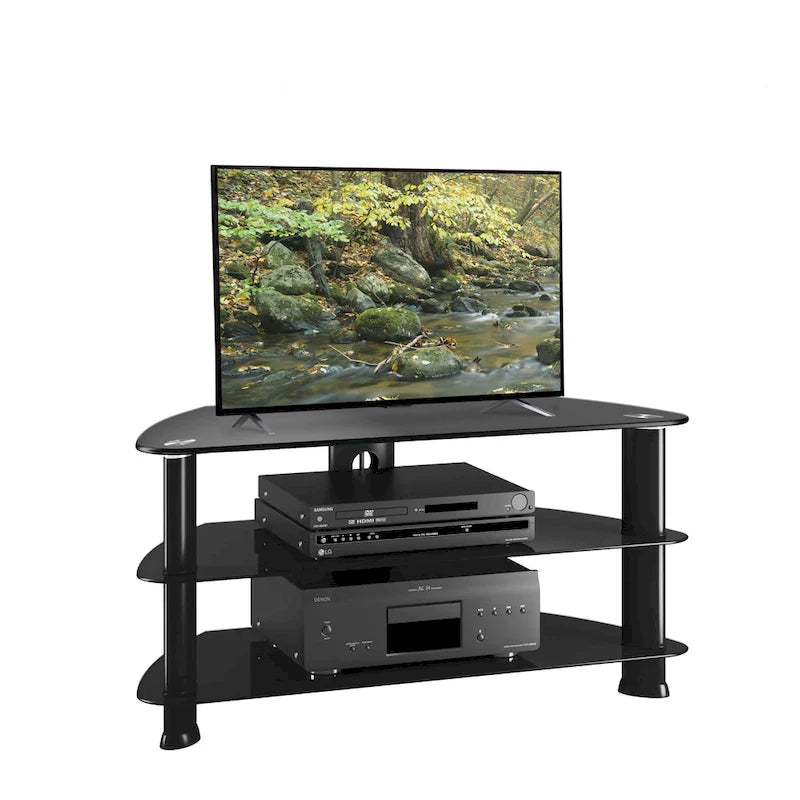 Black Glass TV Stand for TVs up to 48 Inches