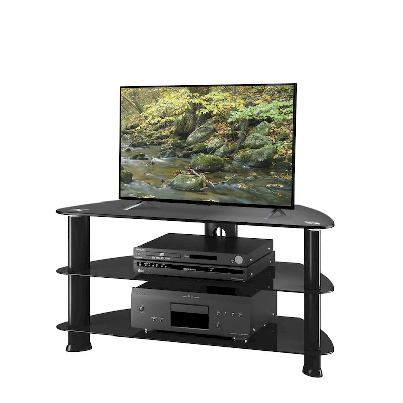 Black Glass TV Stand for TVs up to 48 Inches