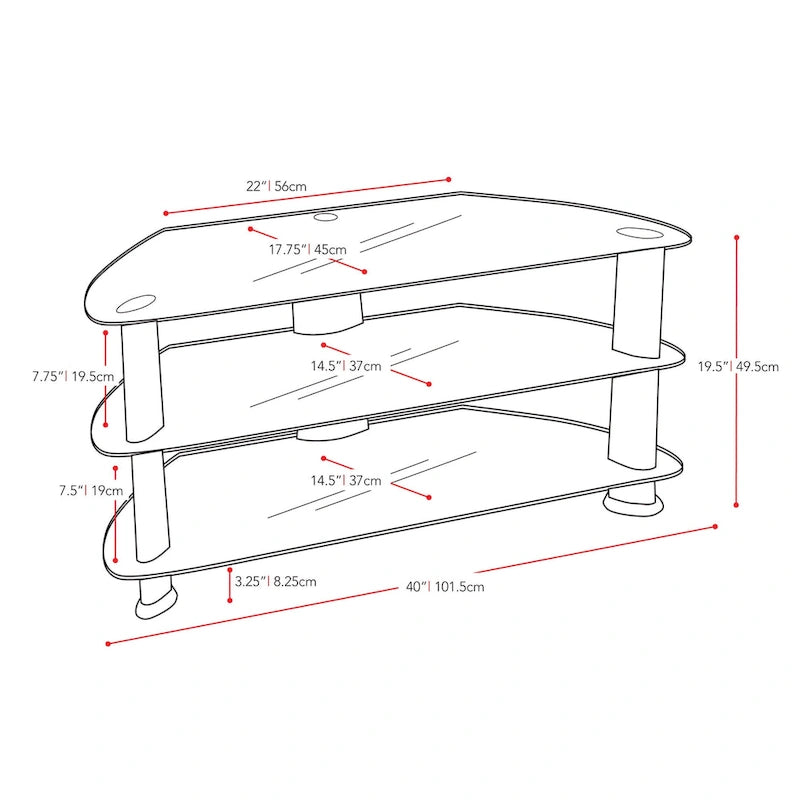 Black Glass TV Stand for TVs up to 48 Inches