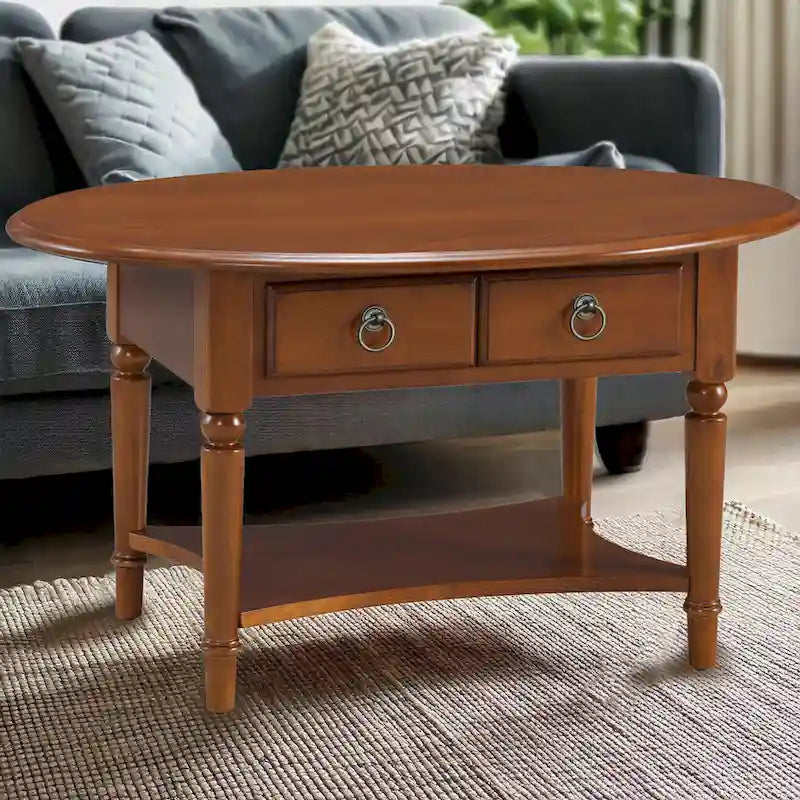 Oval Coffee Table with Shelf