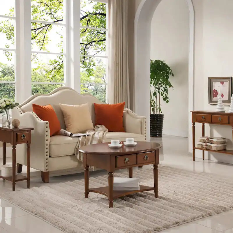 Oval Coffee Table with Shelf