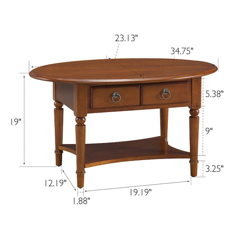 Oval Coffee Table with Shelf