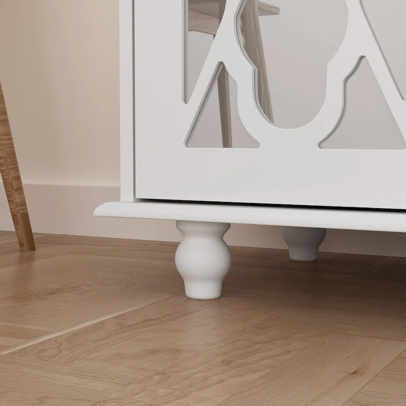 Mirrored Credenza Cabinet with Drawers and Doors