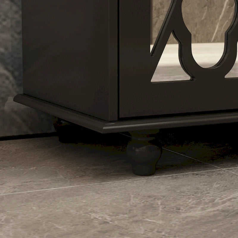Mirrored Credenza Cabinet with Drawers and Doors