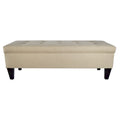 Button Tufted Long Storage Bench Ottoman