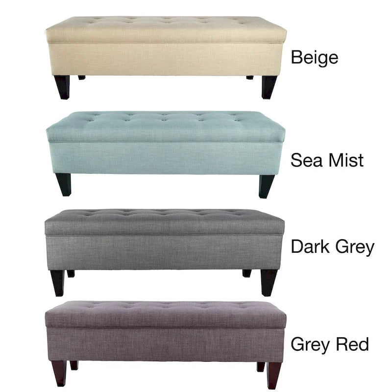 Button Tufted Long Storage Bench Ottoman