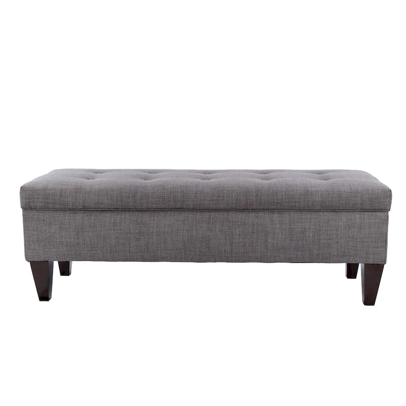 Button Tufted Long Storage Bench Ottoman